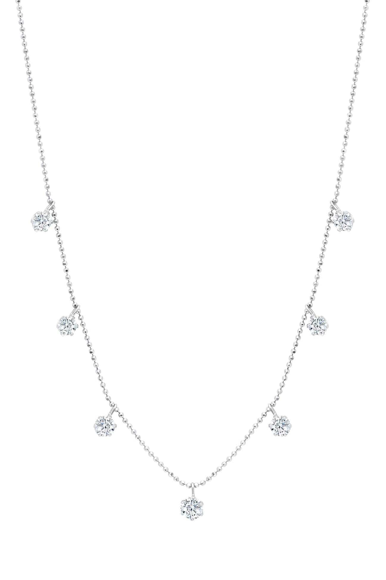 GRAZIELA-Medium Floating Diamond Necklace-WHITE GOLD