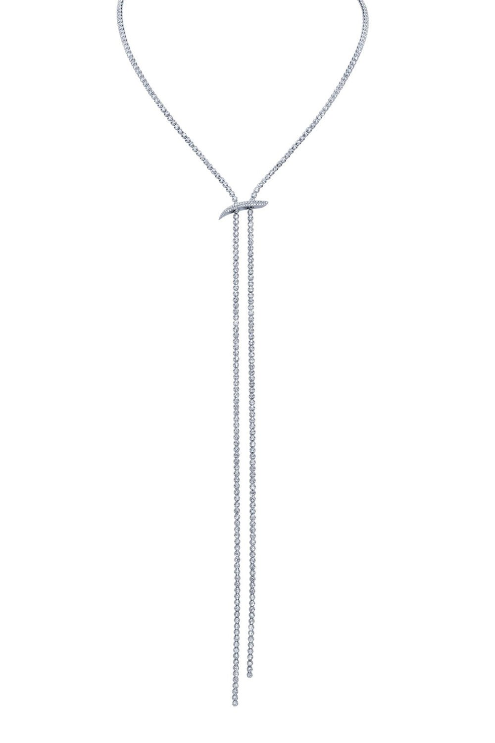GRAZIELA-Mega Swirl Lariat Necklace-WHITE GOLD