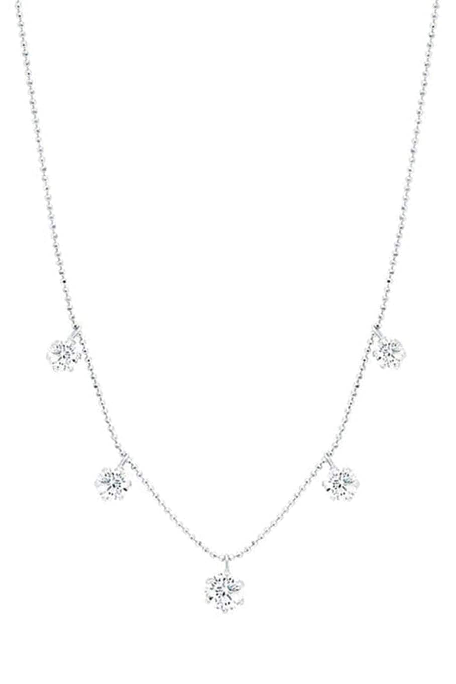 GRAZIELA-White Gold Large Floating Diamond Necklace-WHITE GOLD