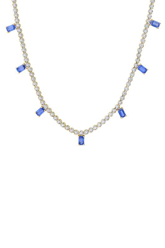 GRAZIELA-Blue Sapphire Diamond Necklace-YELLOW GOLD
