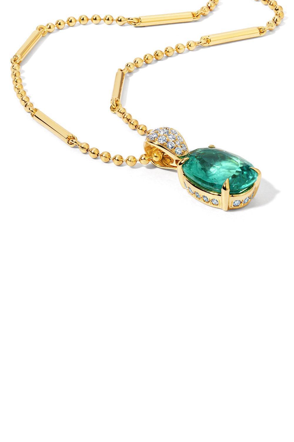 Diamond Tourmaline Necklace-YELLOW GOLD-JEWELRYFINE JEWELNECKLACE O-GRAZIELA
