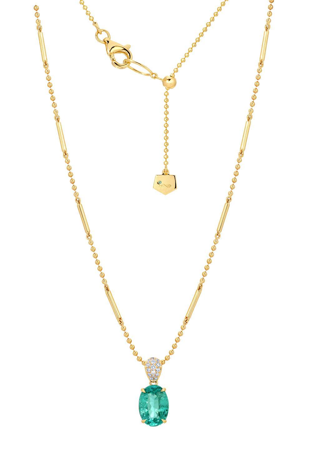 Diamond Tourmaline Necklace-YELLOW GOLD-JEWELRYFINE JEWELNECKLACE O-GRAZIELA