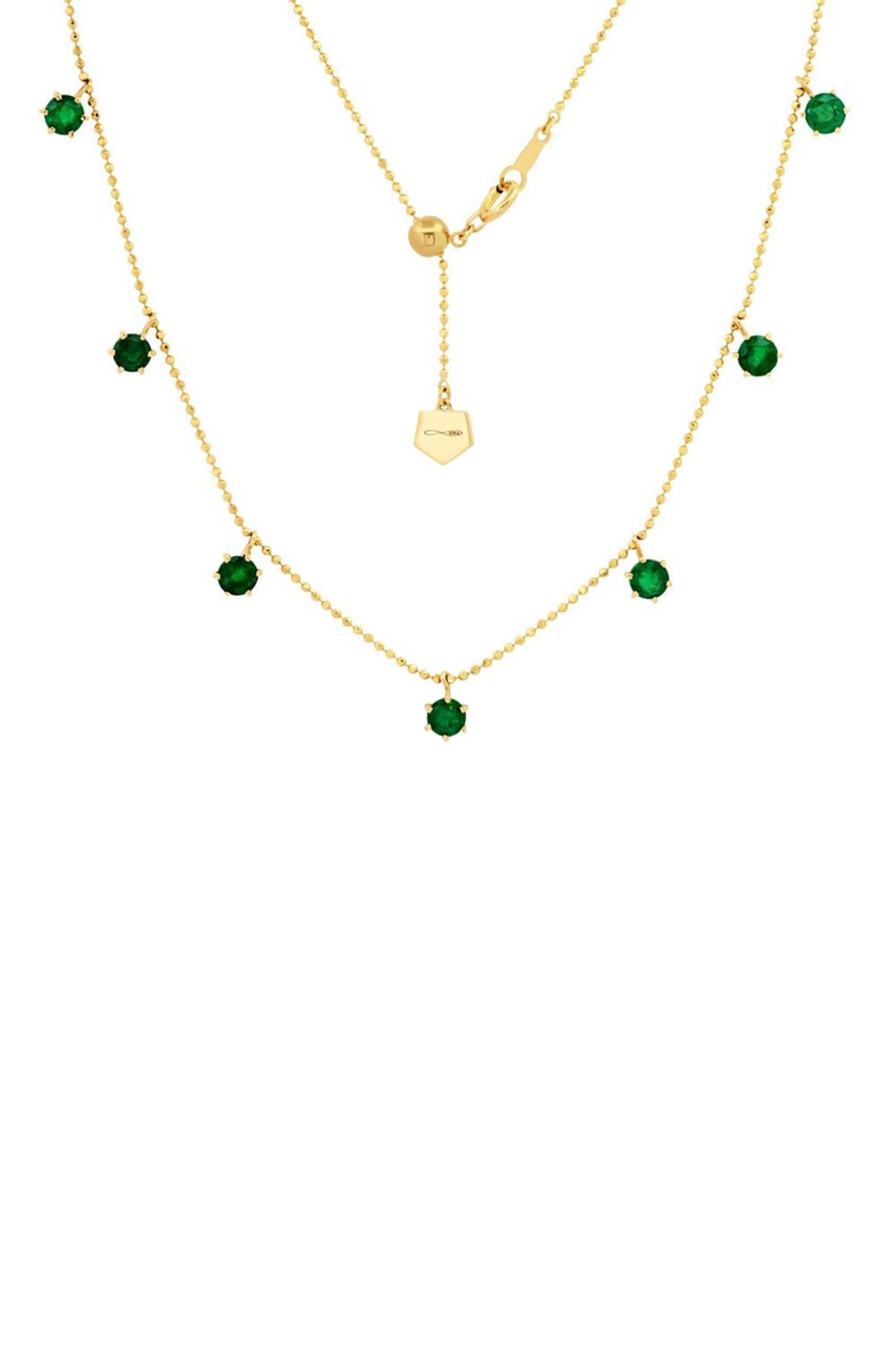 GRAZIELA-Emerald Floating Necklace-YELLOW GOLD