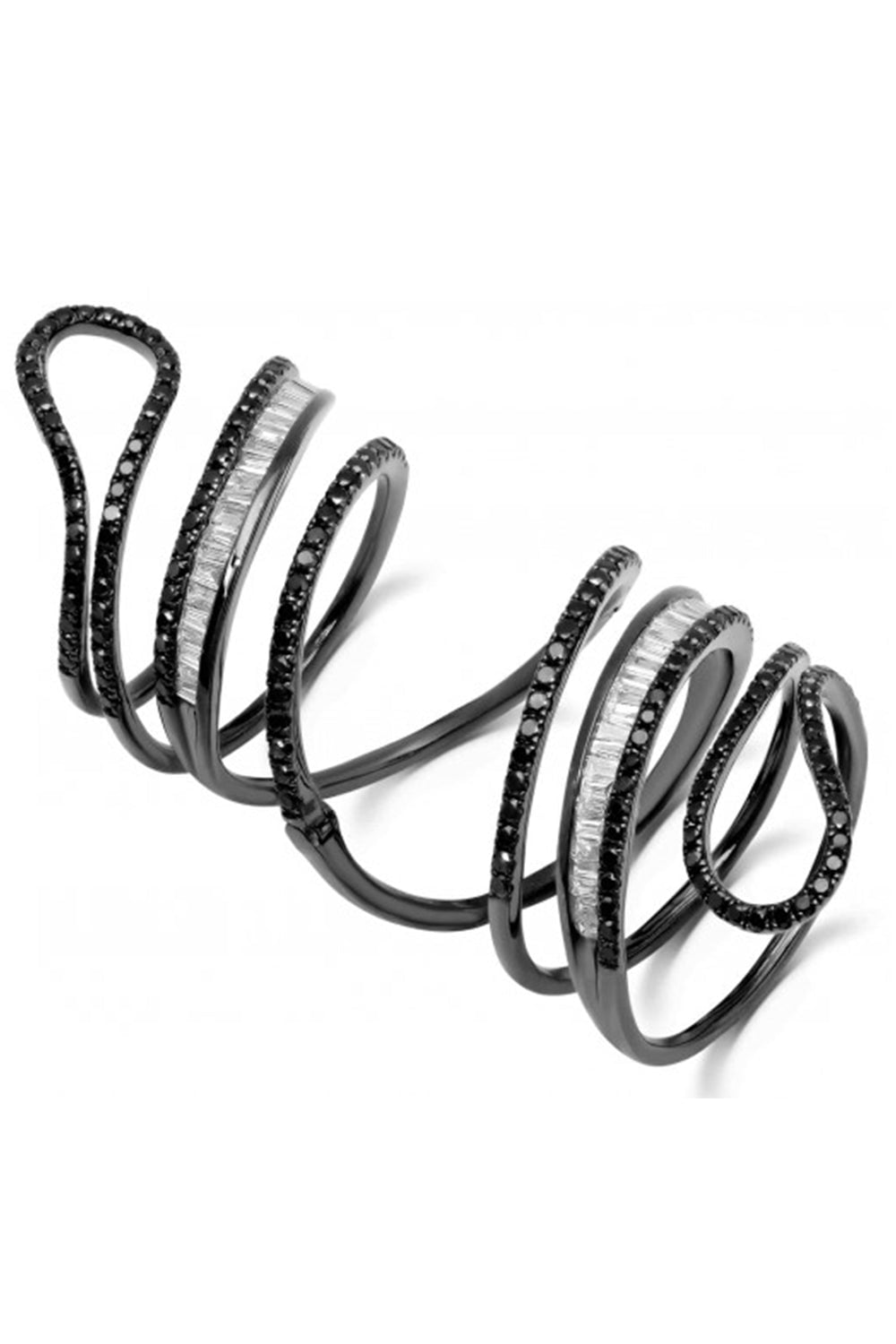 GRAZIELA-Hinged Paisley Ring - Black Rhodium-RHODIUM