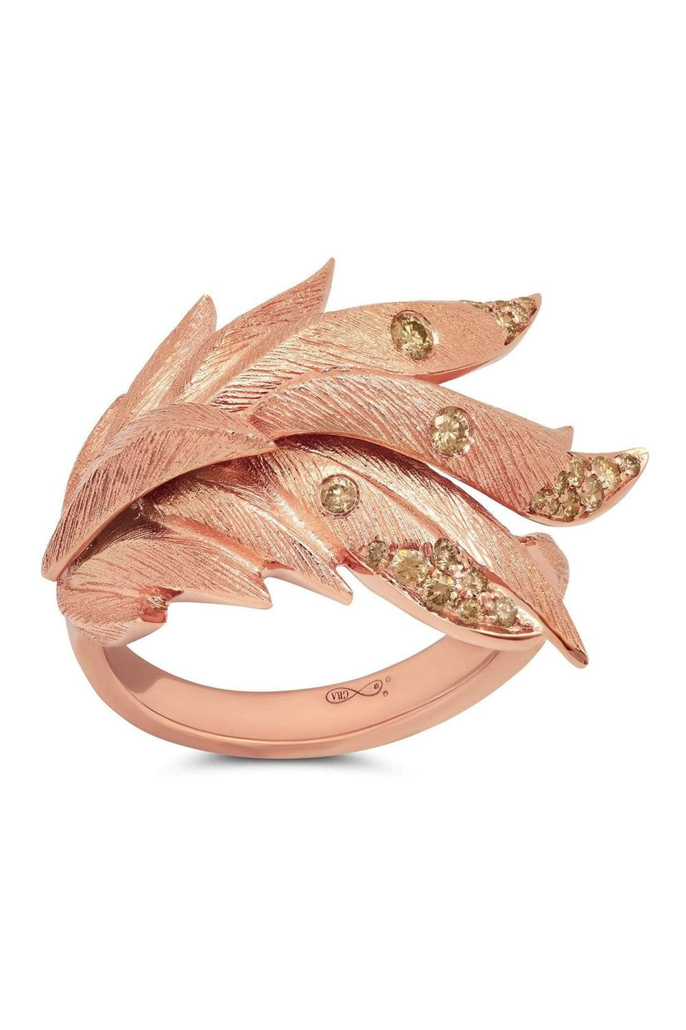 GRAZIELA-Champagne Diamond Folha Ring-ROSE GOLD