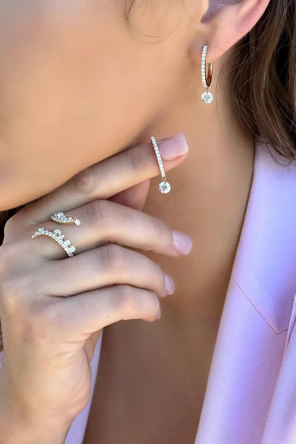 GRAZIELA-Floating Diamond Bypass Ring-ROSE GOLD