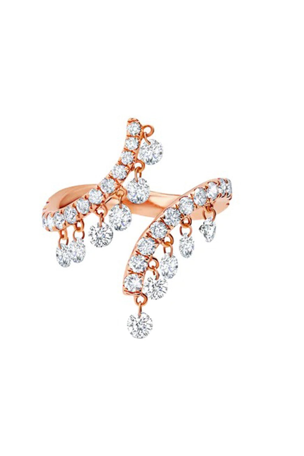 GRAZIELA-Floating Diamond Bypass Ring-ROSE GOLD