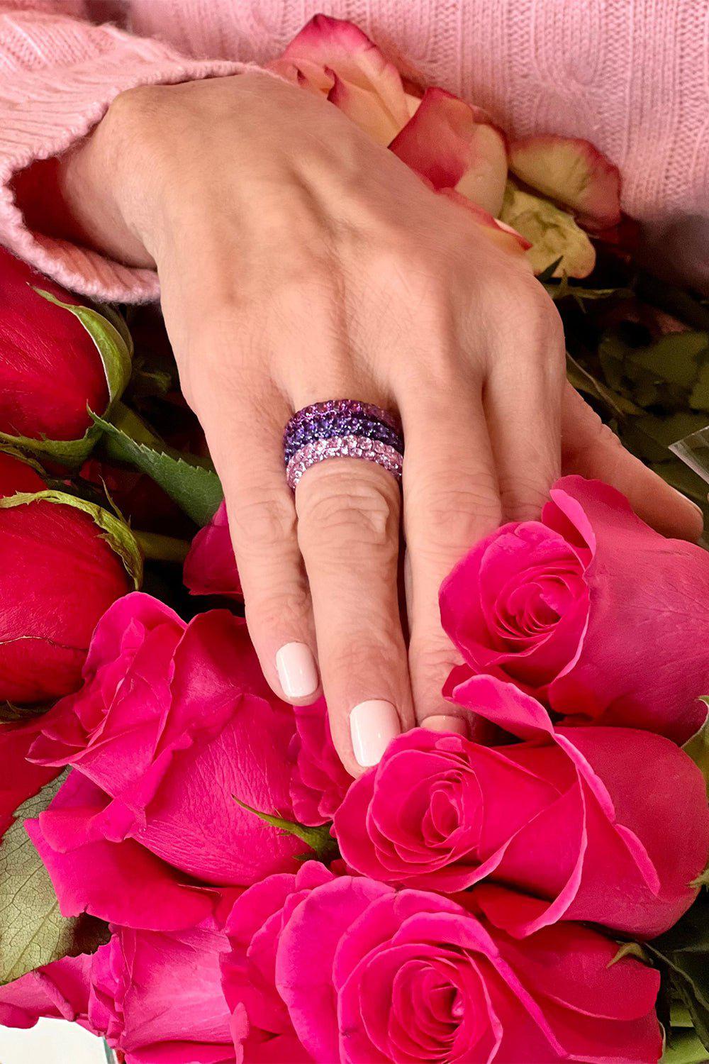 GRAZIELA-Rhodolite 3 Sided Ring-ROSE GOLD