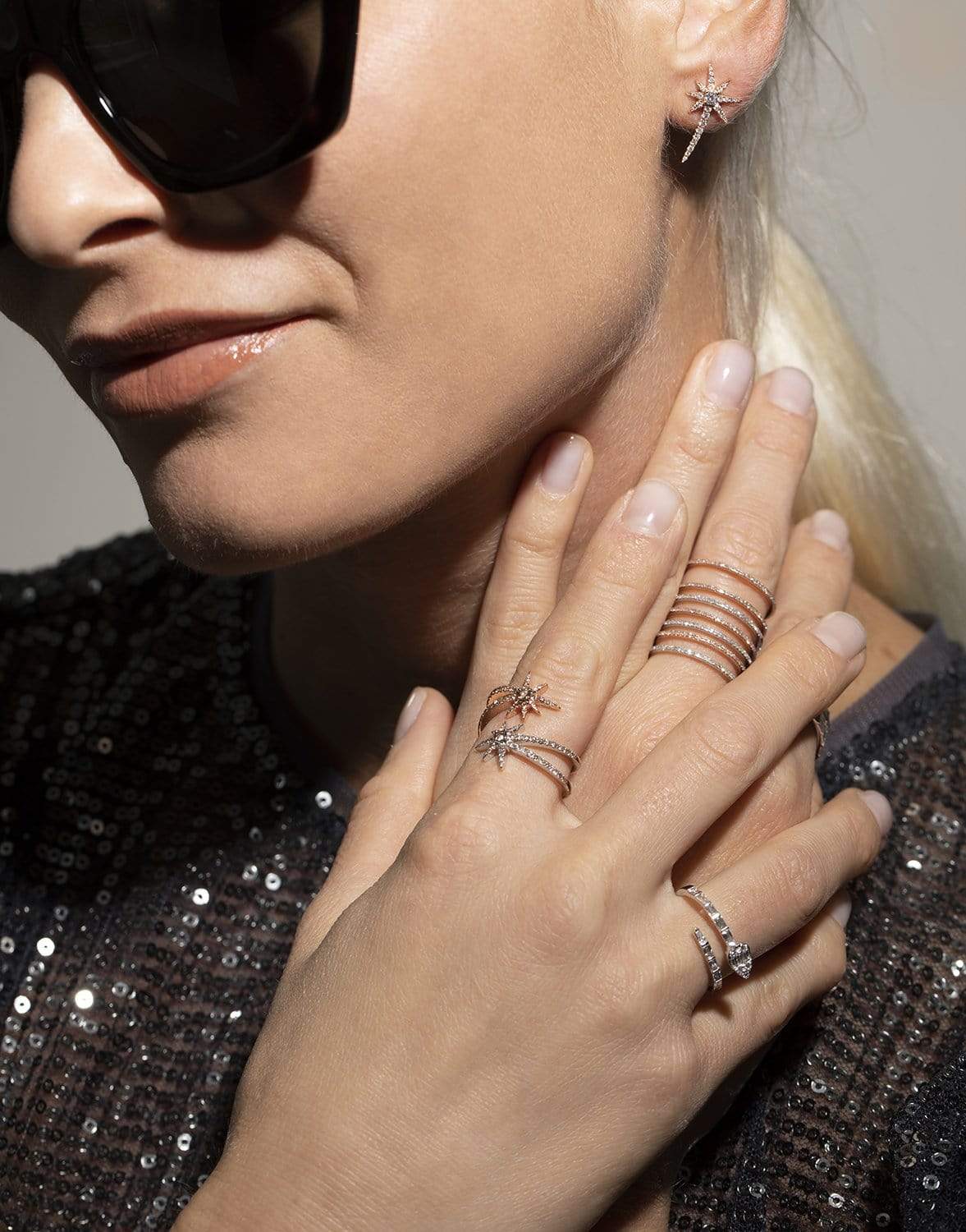 GRAZIELA-Shooting Starburst Diamond Ring-ROSE GOLD