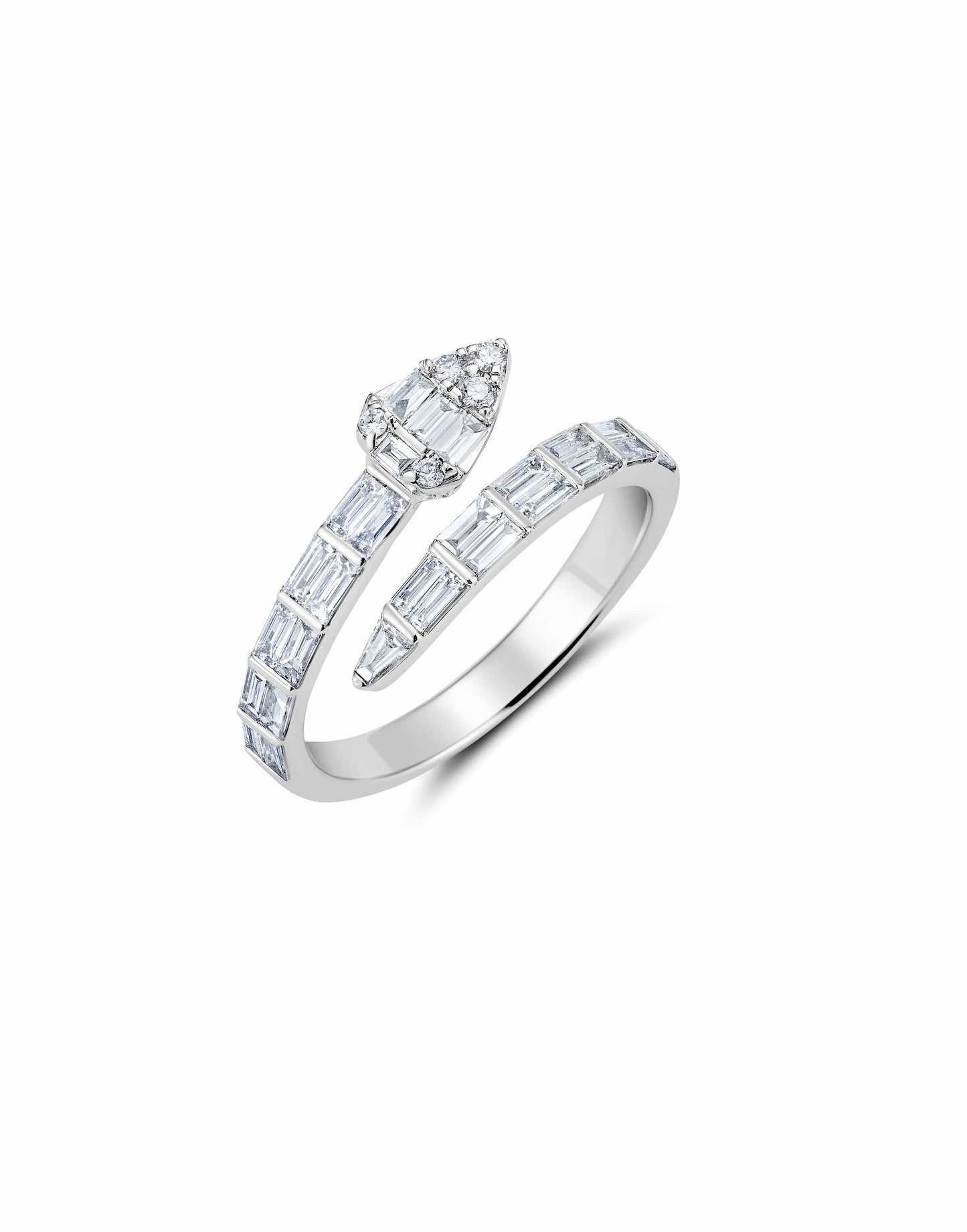 GRAZIELA-Ascension Diamond Bypass Ring-WHITE GOLD