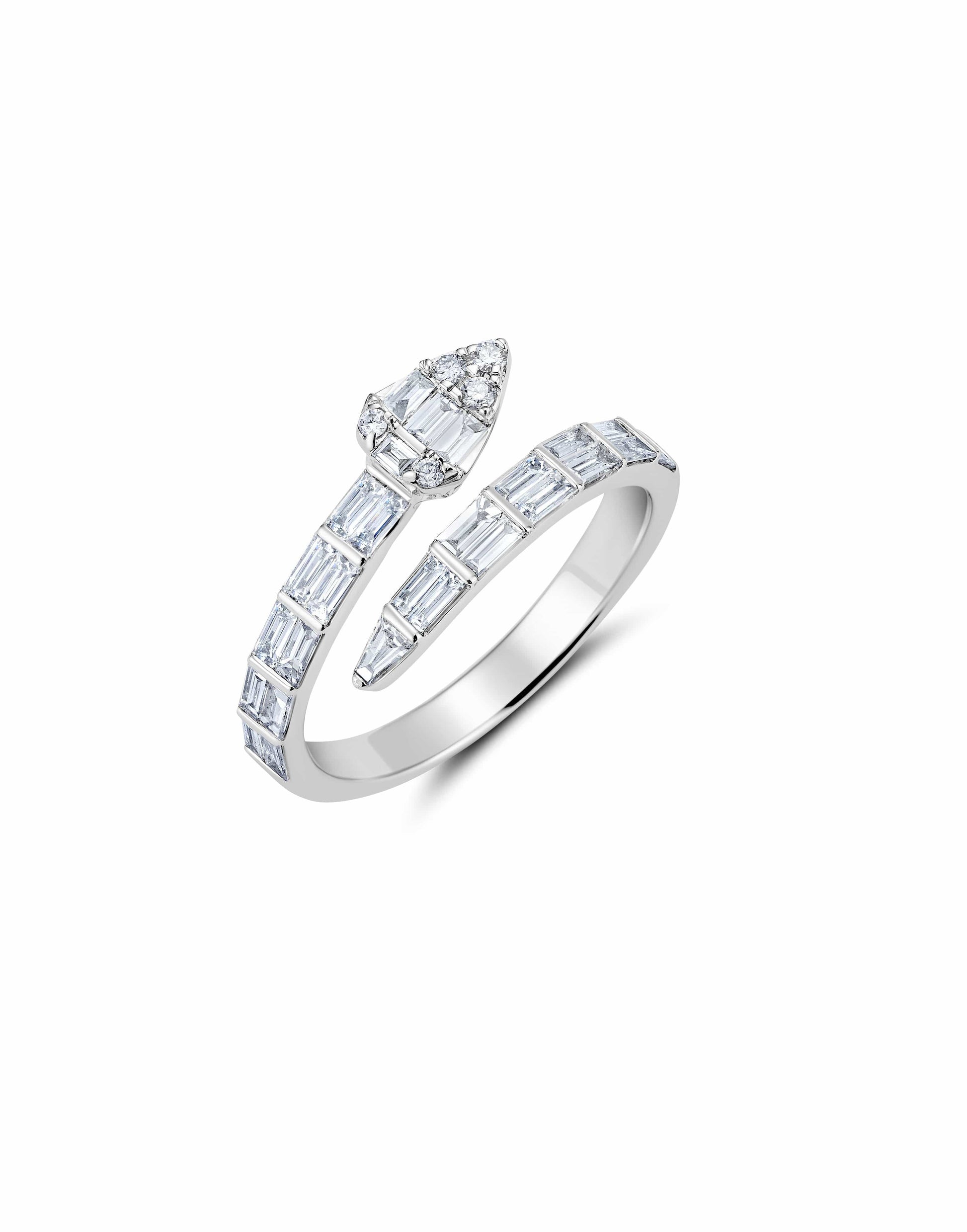 GRAZIELA-Ascension Diamond Bypass Ring-WHITE GOLD