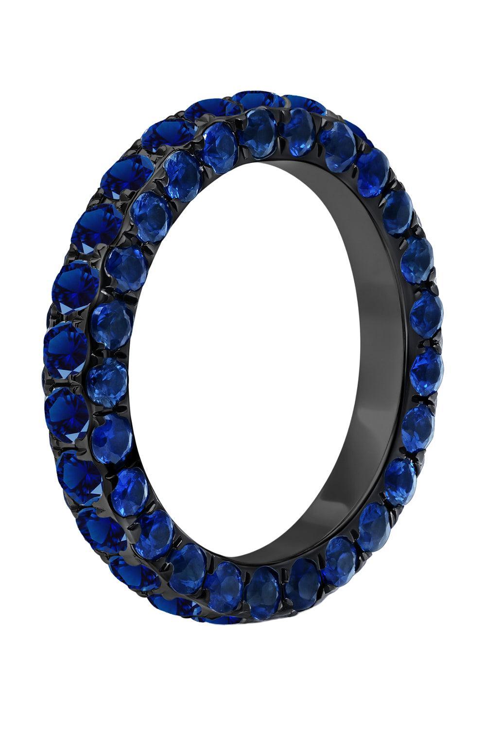 Blue Sapphire Three Sided Ring-WHITE GOLD-6-JEWELRYFINE JEWELRING-GRAZIELA