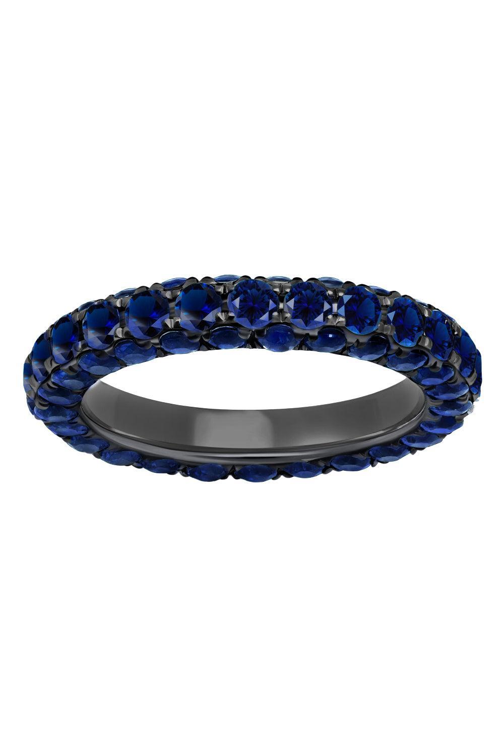 Blue Sapphire Three Sided Ring-WHITE GOLD-6-JEWELRYFINE JEWELRING-GRAZIELA