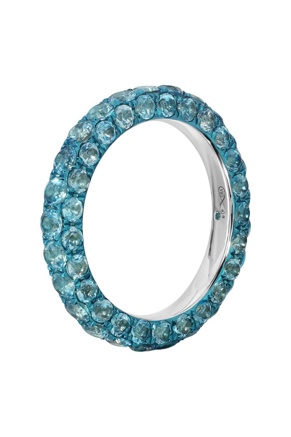 Swiss Blue 3 Sided Ring-WHITE GOLD-6-JEWELRYFINE JEWELRING-GRAZIELA