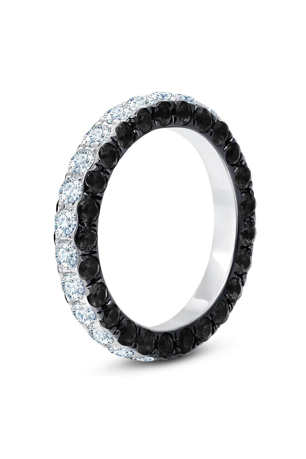GRAZIELA-White Black Diamond 3 Sided Band-WHITE GOLD