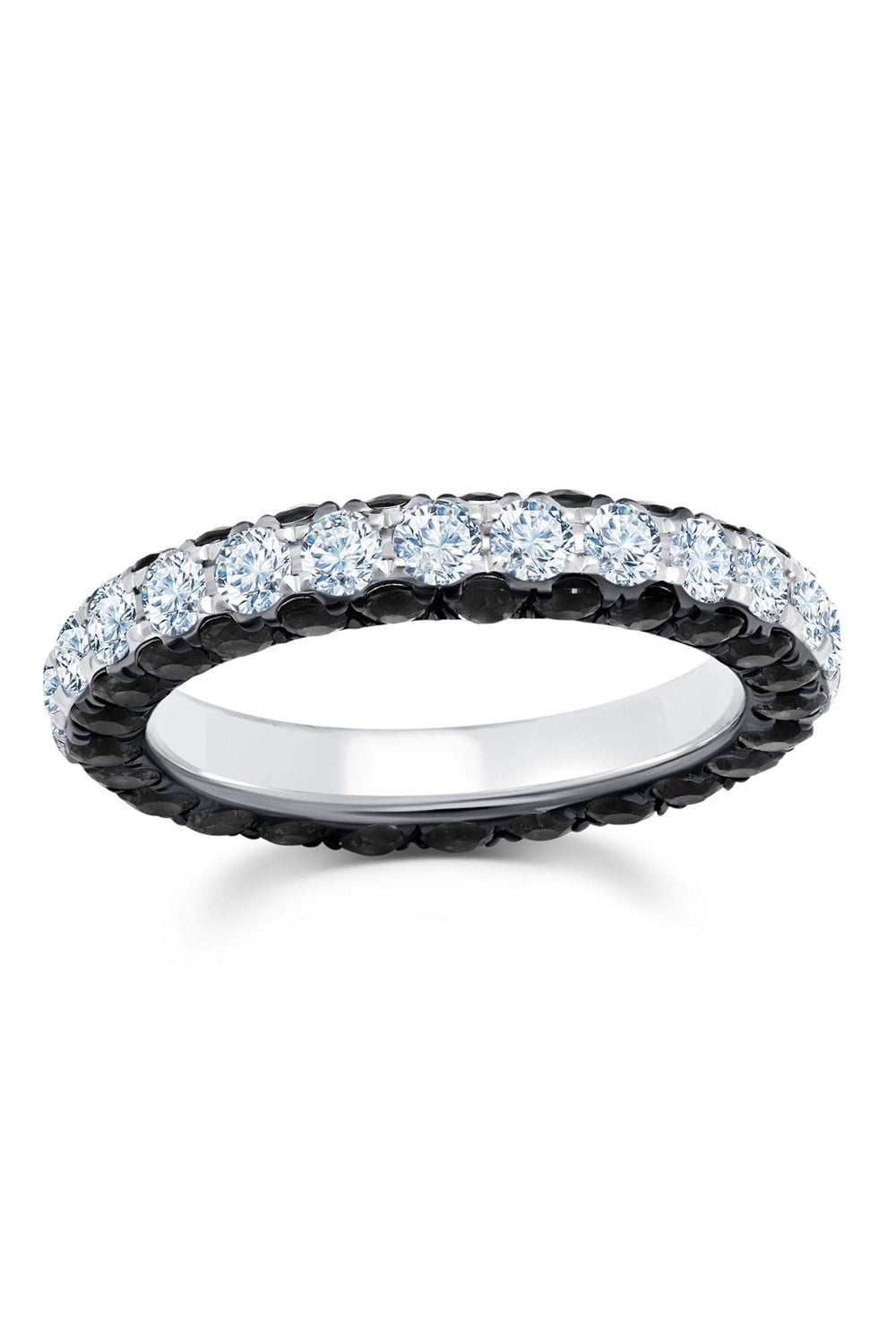 GRAZIELA-White Black Diamond 3 Sided Band-WHITE GOLD