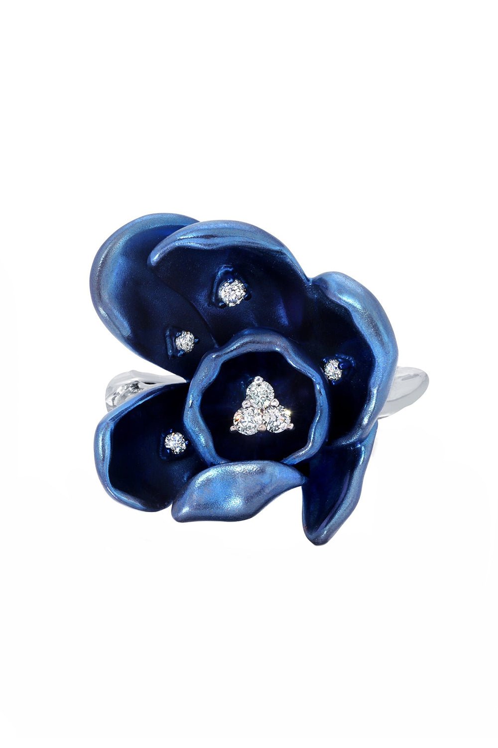 GRAZIELA-Blue Titanium Orchid Ring-WHITE GOLD