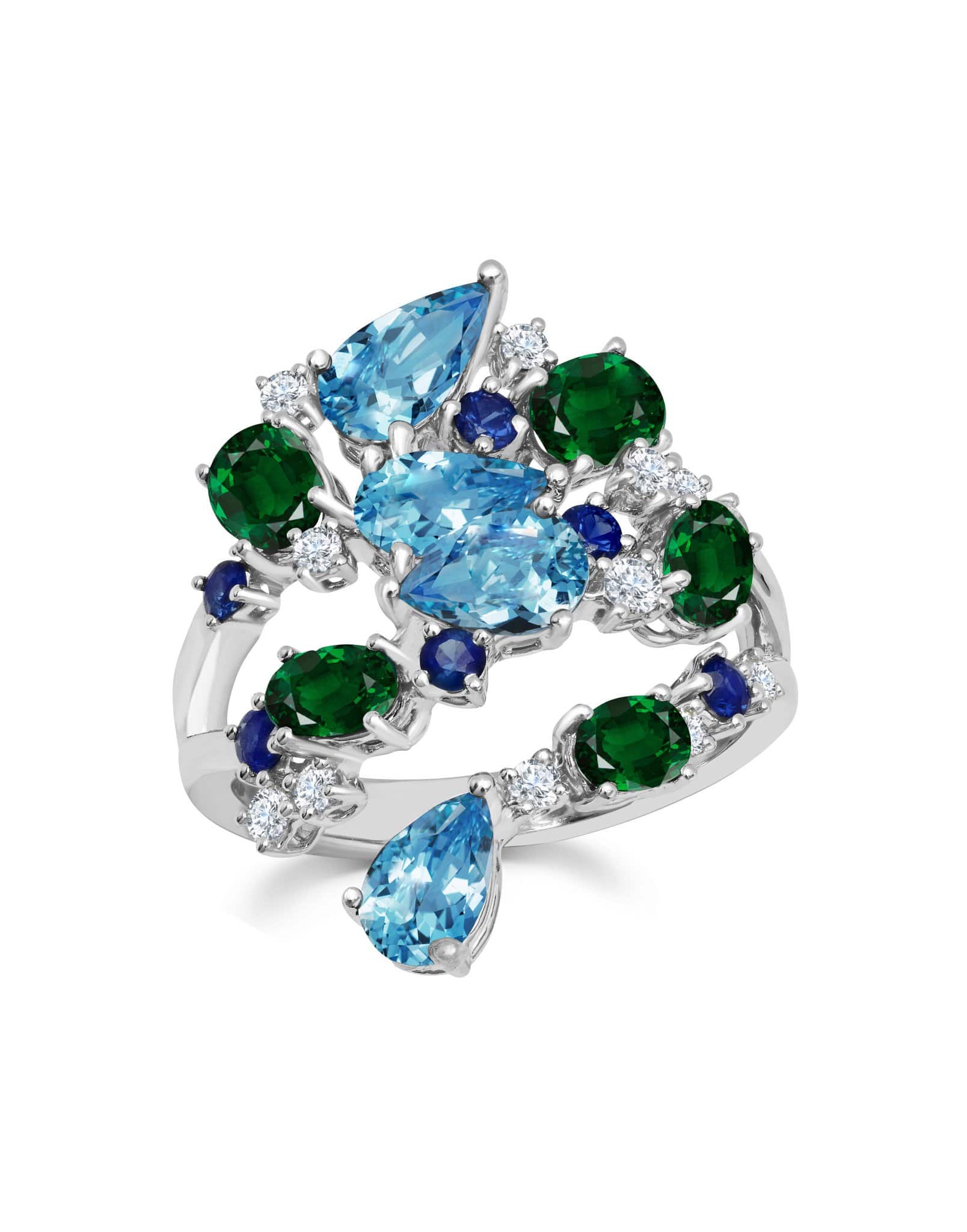 GRAZIELA-Emerald & Midnight Ring-WHITE GOLD