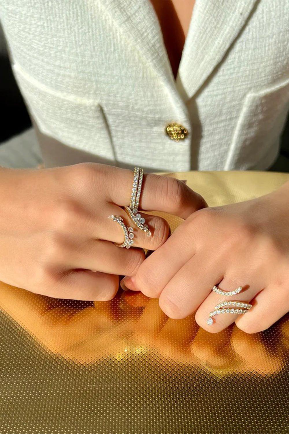 GRAZIELA-Pluma Diamond Ring-WHITE GOLD