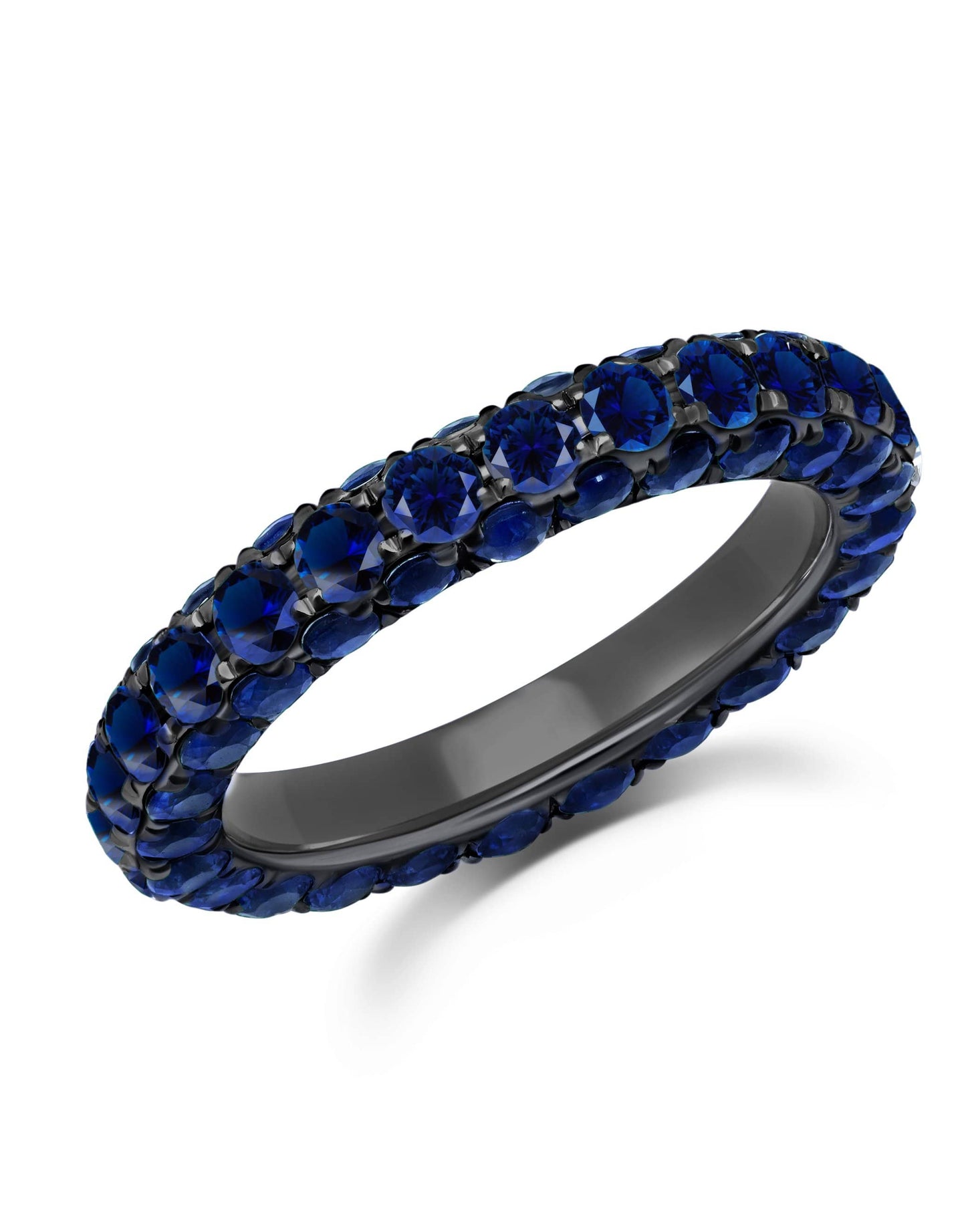 GRAZIELA-Sapphire 3 Sided Band Ring-WHITE GOLD