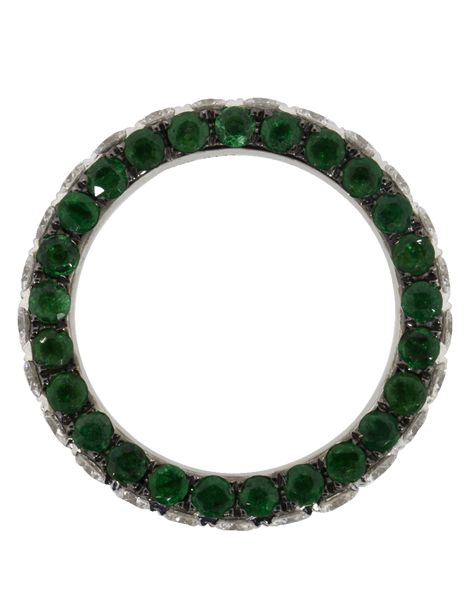 GRAZIELA-Three Sided Diamond And Emerald Ring-WHITE GOLD