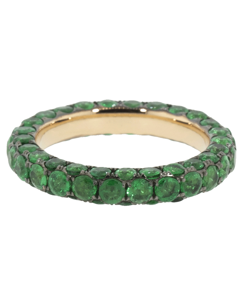 GRAZIELA-Three Sided Emerald Band Ring-WHITE GOLD
