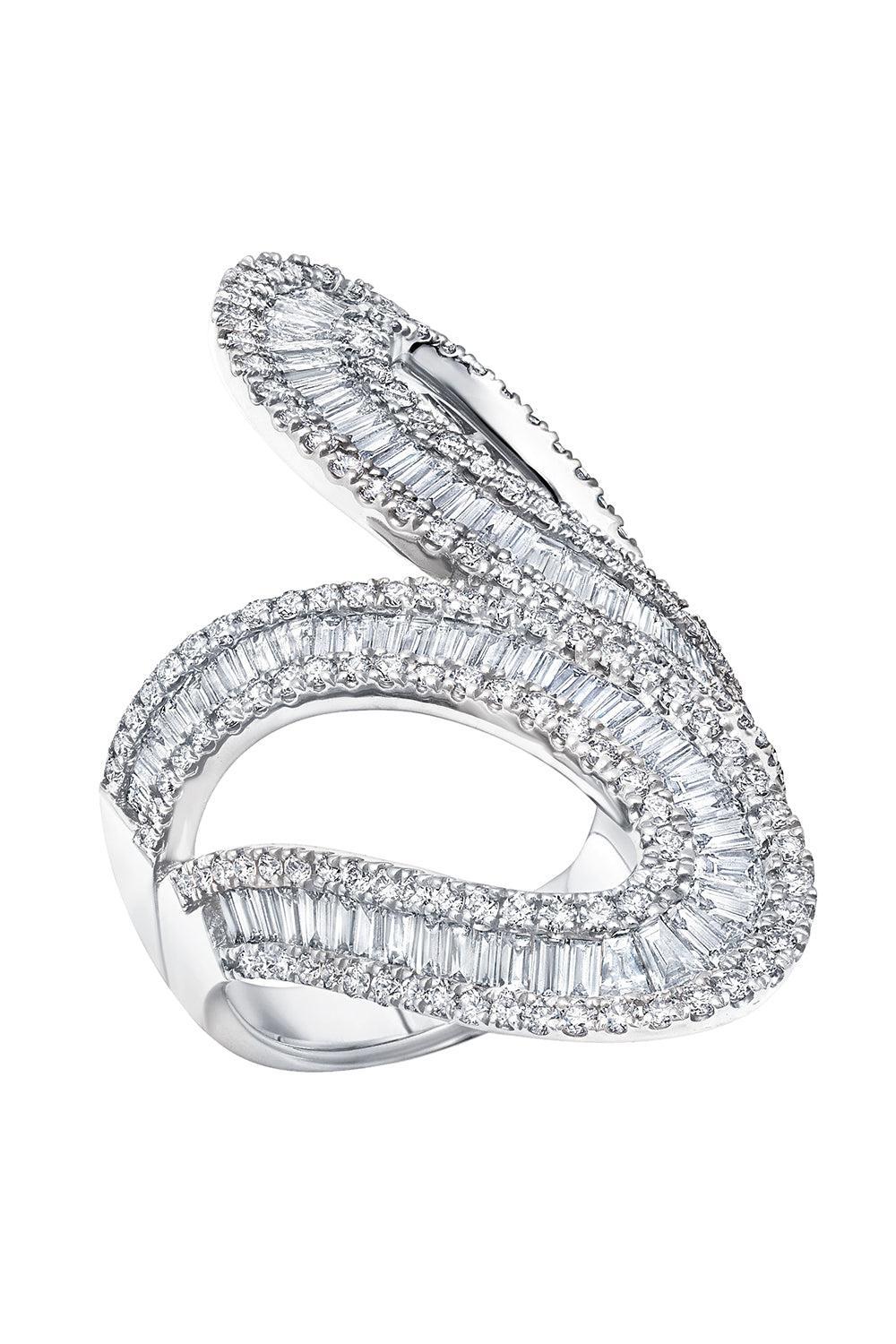 Diamond Baguette Bypass Ring-WHITE GOLD-7.5-JEWELRYFINE JEWELRING-GRAZIELA