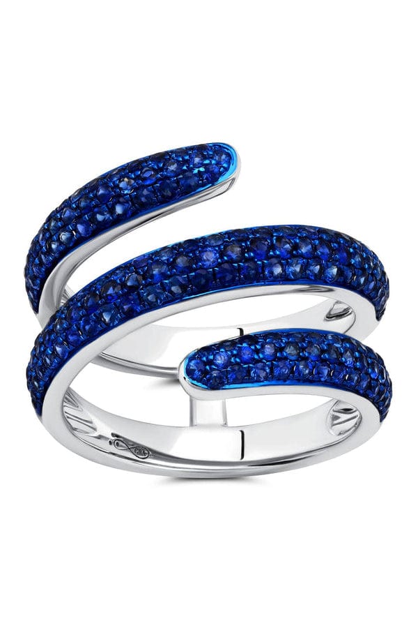 GRAZIELA-Blue Sapphire Coil Ring-WHITE GOLD