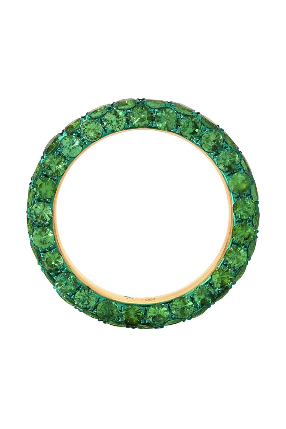 Tsavorite Green 3 Sided Ring-YELLOW GOLD-6-JEWELRYFINE JEWELRING-GRAZIELA
