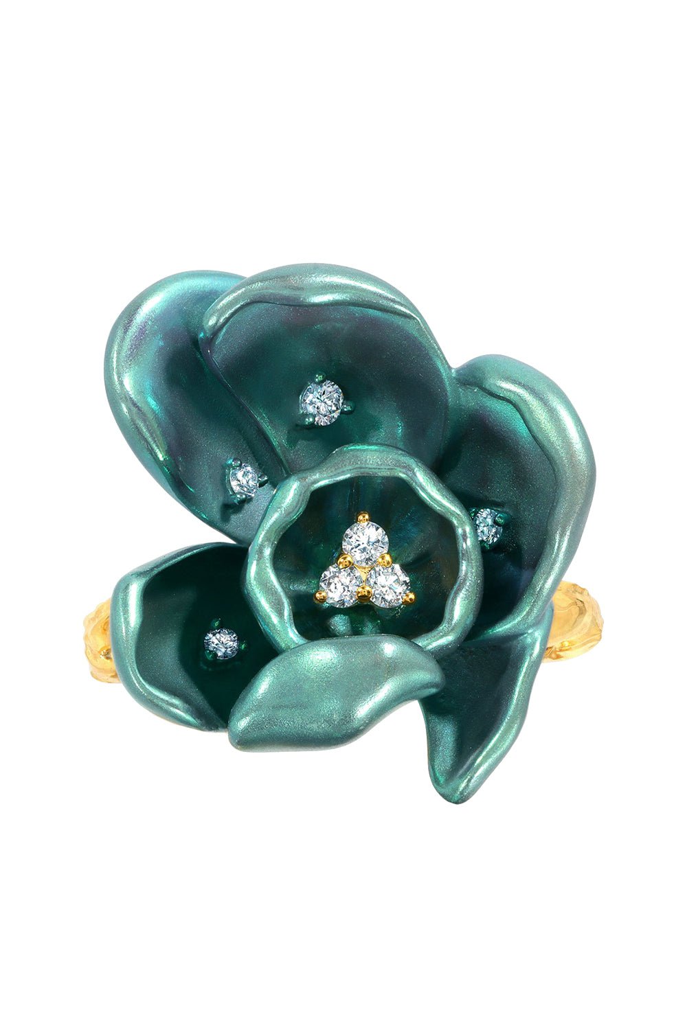 GRAZIELA-Green Titanium Orchid Ring-YELLOW GOLD