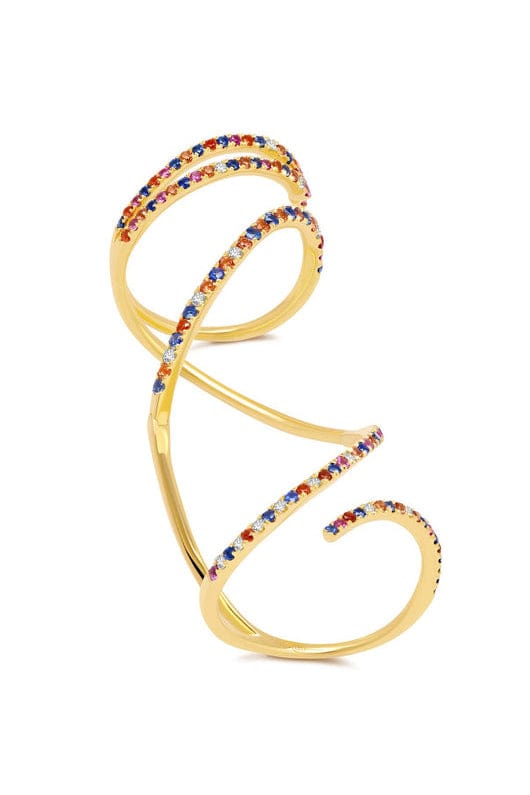 GRAZIELA-Rainbow Mega Swirl Ring-YELLOW GOLD