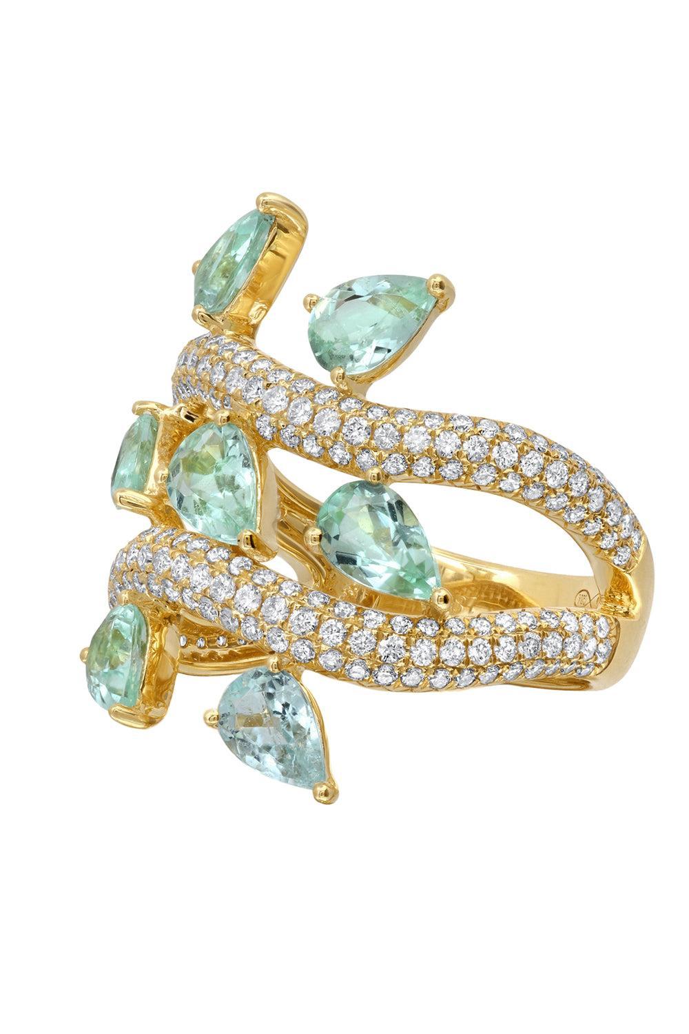 Diamond Tourmaline Vine Ring-YLLWGOLD-7-JEWELRYFINE JEWELRING-GRAZIELA
