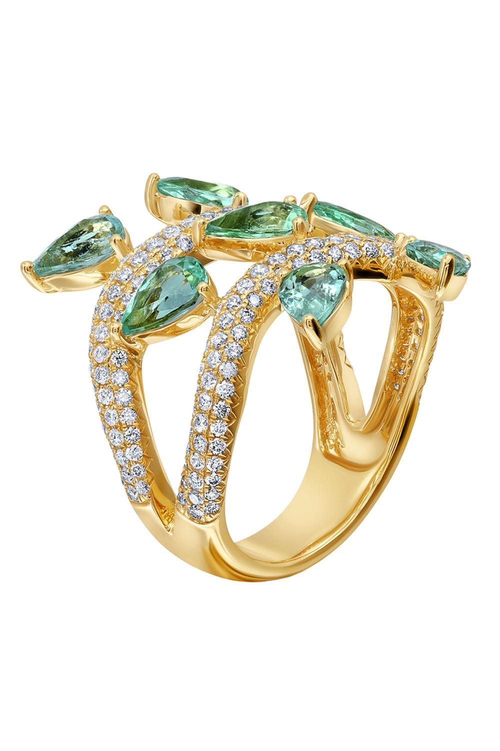 Diamond Tourmaline Vine Ring-YLLWGOLD-7-JEWELRYFINE JEWELRING-GRAZIELA