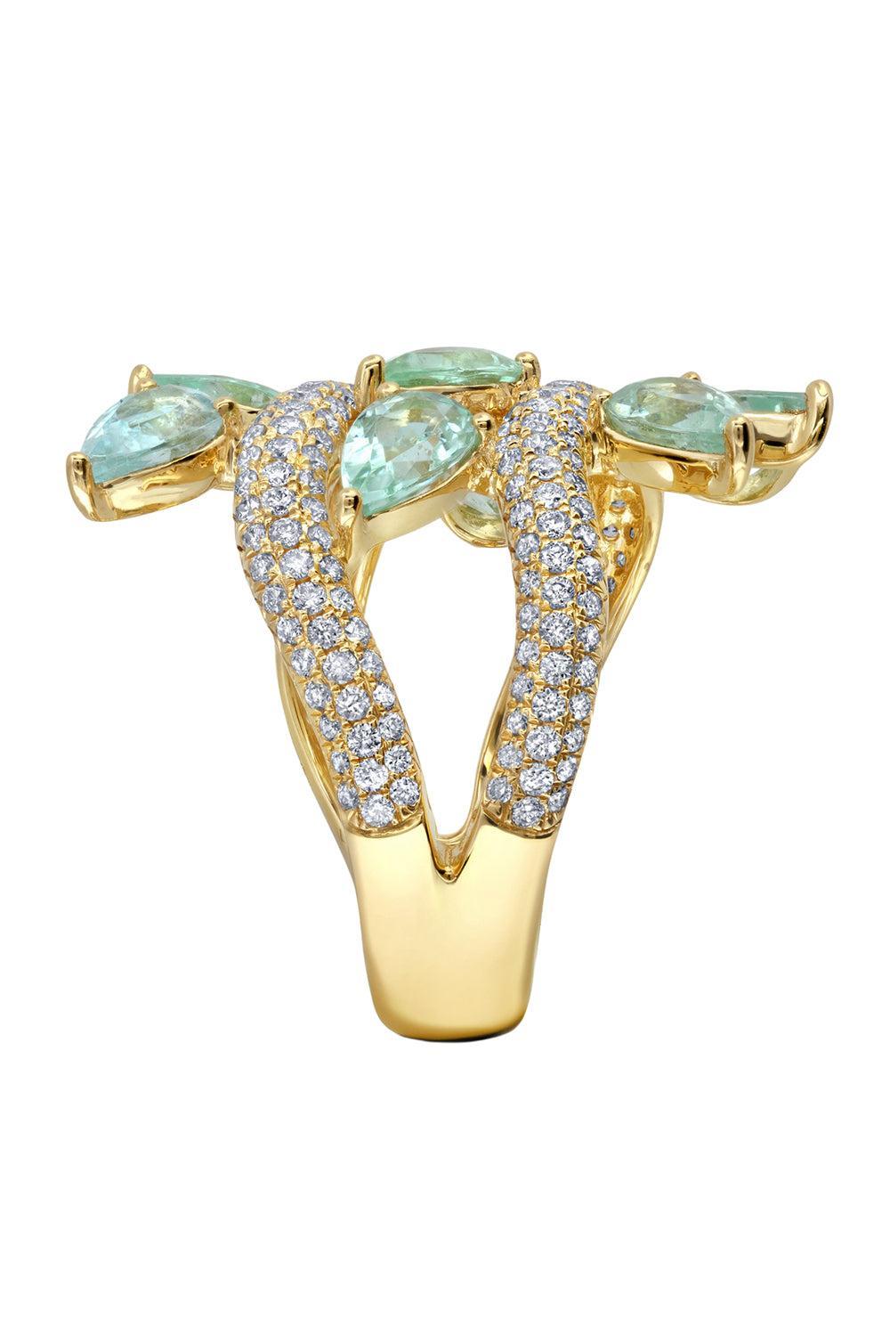 Diamond Tourmaline Vine Ring-YLLWGOLD-7-JEWELRYFINE JEWELRING-GRAZIELA