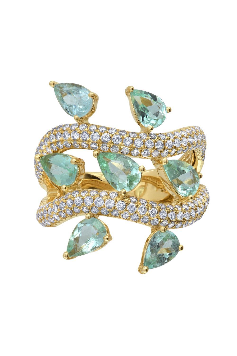 Diamond Tourmaline Vine Ring-YLLWGOLD-7-JEWELRYFINE JEWELRING-GRAZIELA