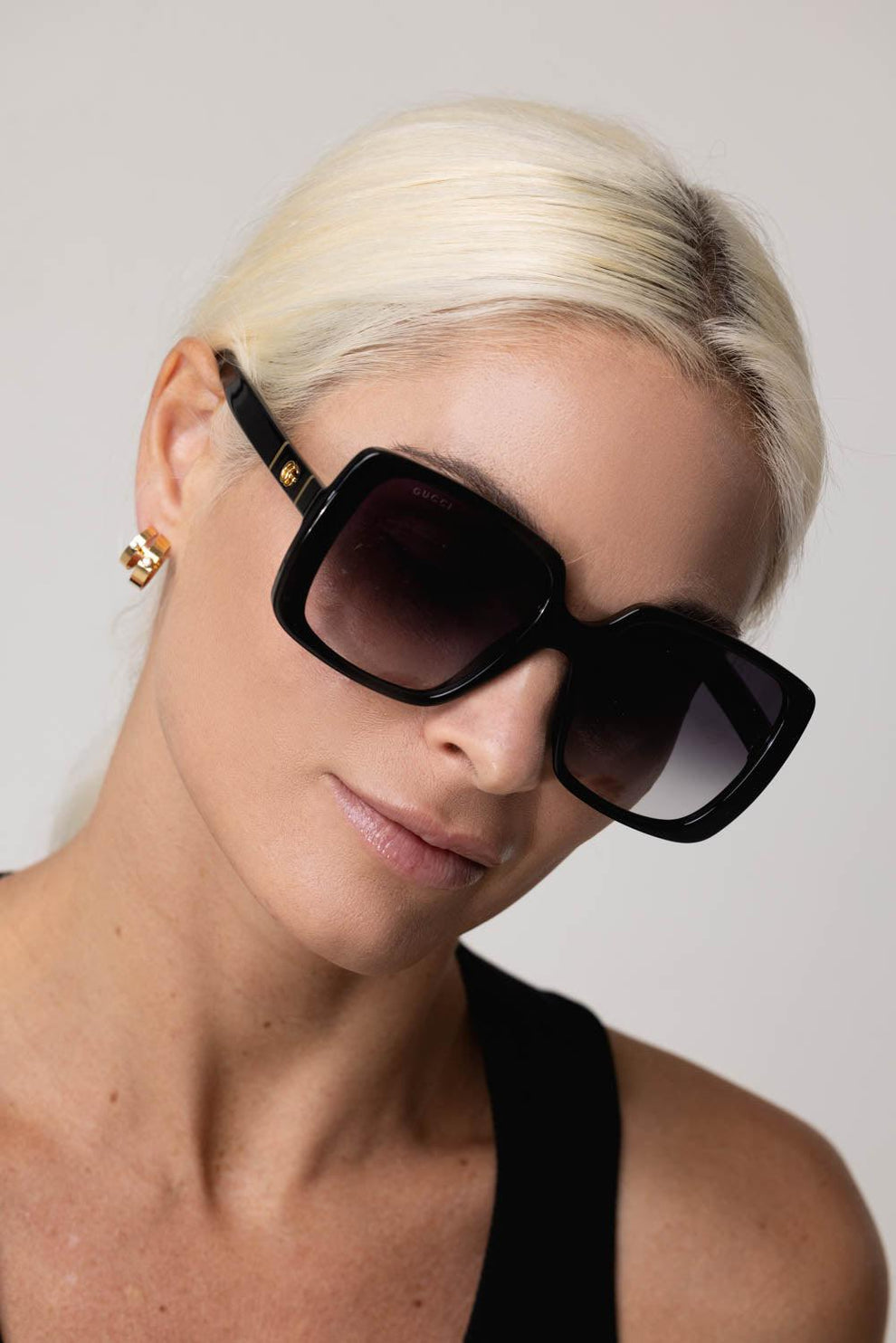 gucci goggles for women Gucci Black Frame Oversized GG Square Sunglasses