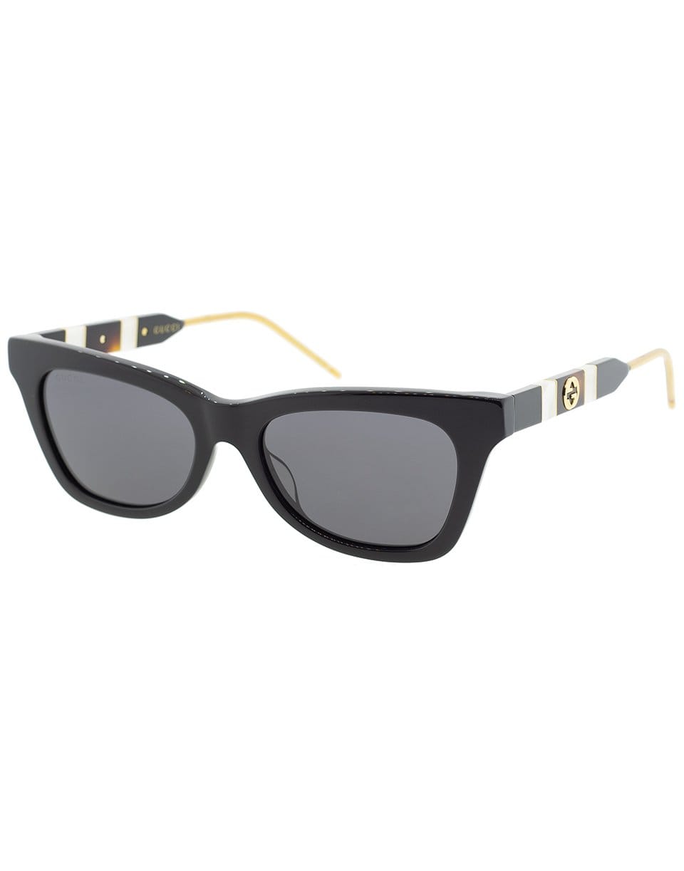 GUCCI-Black and Grey Shiny Cat-Eye Sunglasses-BLCK/GREY