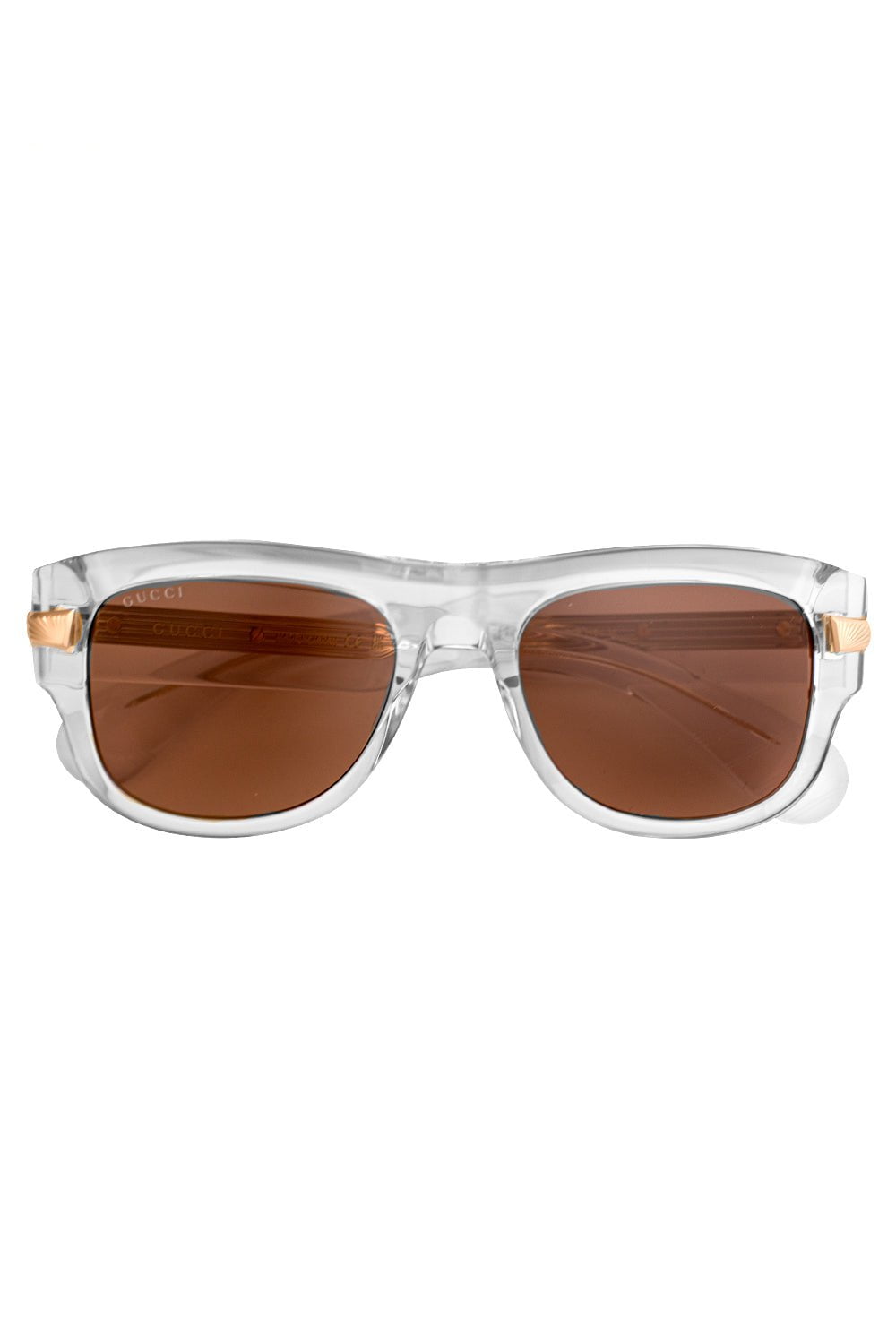 GUCCI-Gold Bar Rectangular Sunglasses-CRSTLBRN