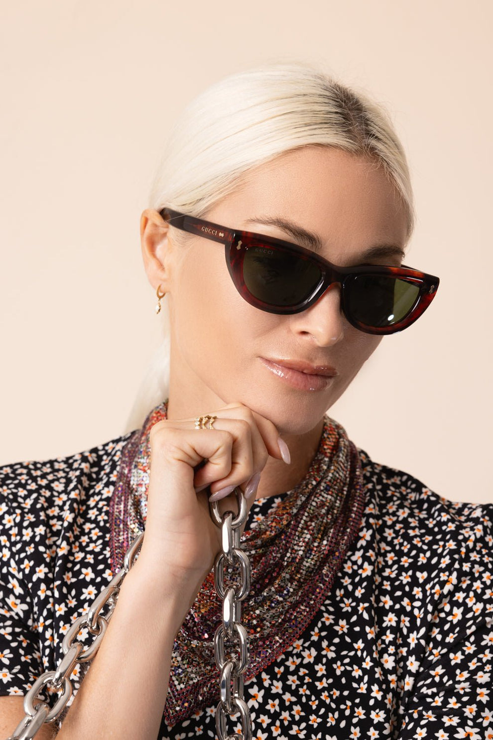Gucci Havana Animal Print Cat Eye Sunglasses Gucci Thickness 54MM Cat-Eye Sunglasses | Saks Fifth Avenue main image 2