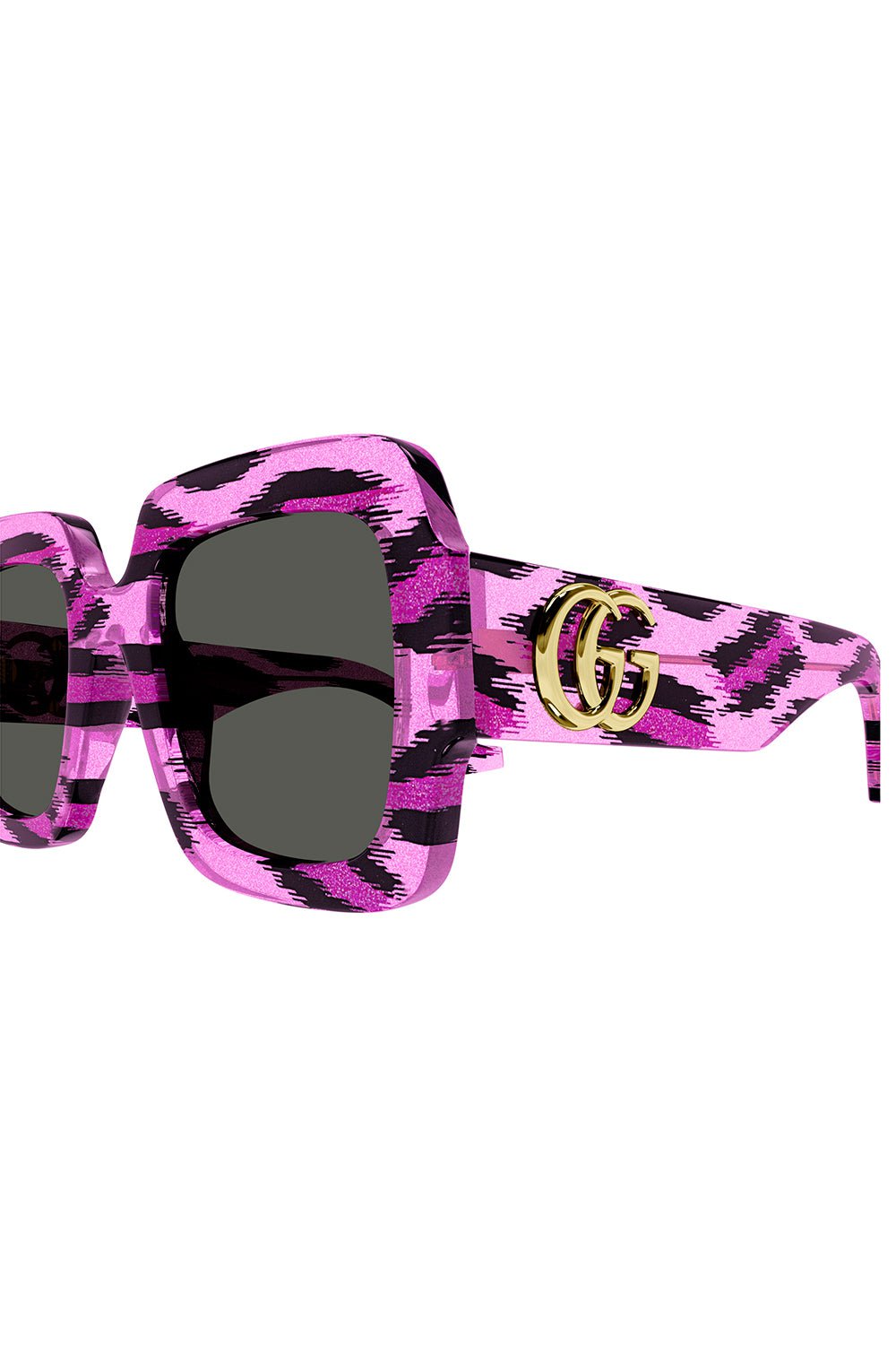 GUCCI-Square Frame Sunglasses - Fuchsia Leopard-FUCHSIA LEOPARD