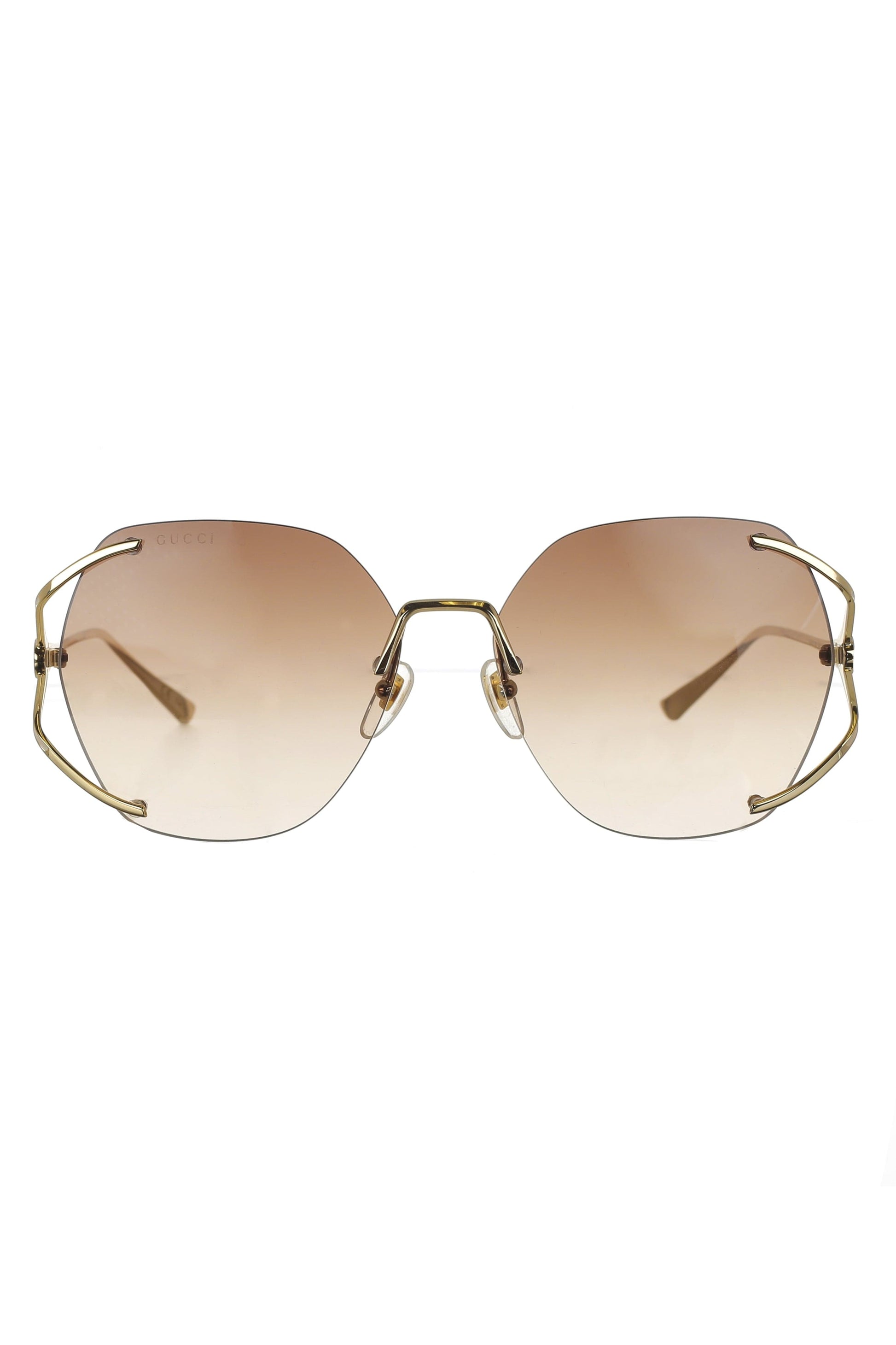 GUCCI-Rimless Sunglasses - Gold Brown-GLD/BRN
