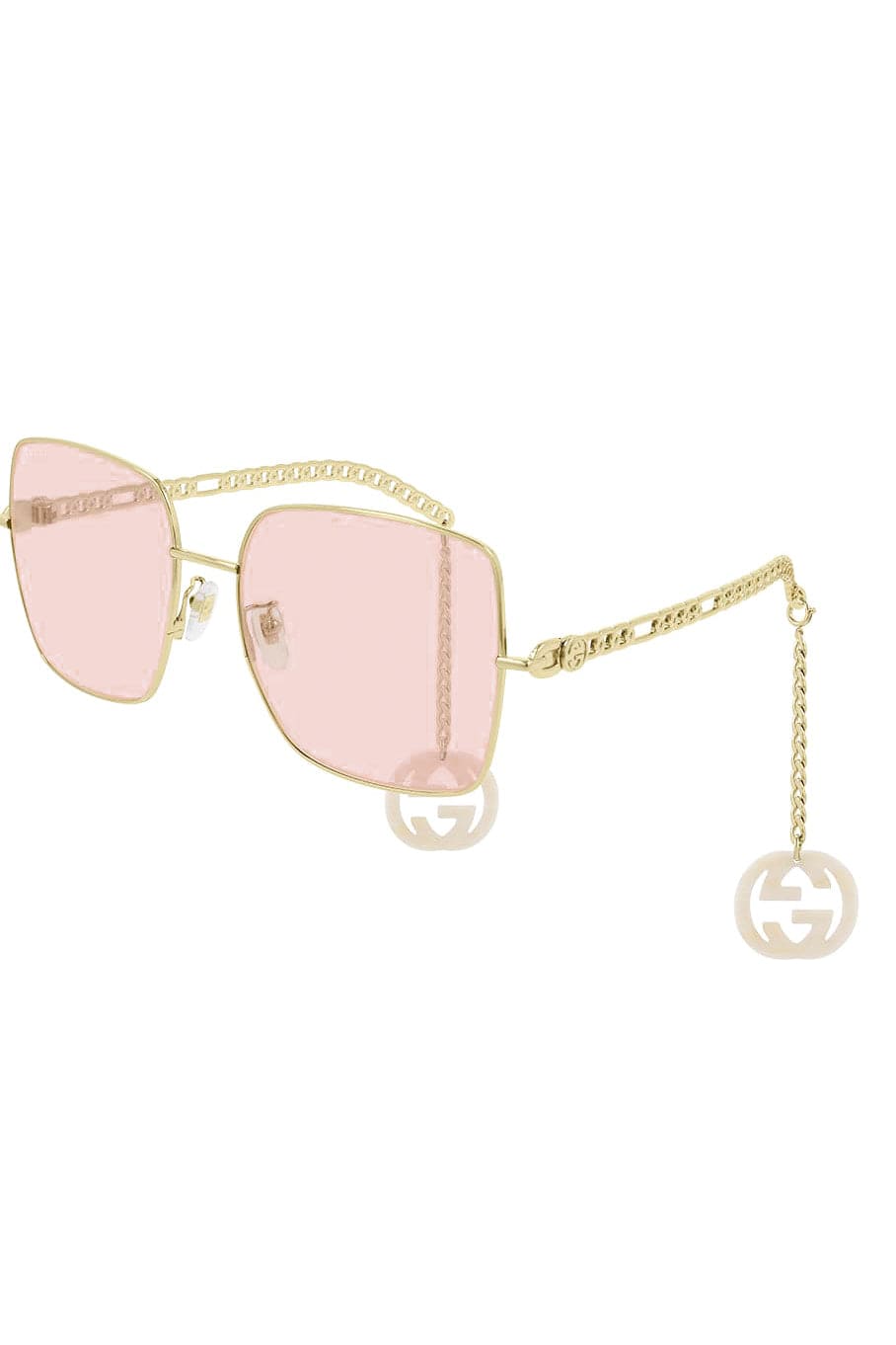 GUCCI-Over Sized Square Sunglasses-GLD/PNK