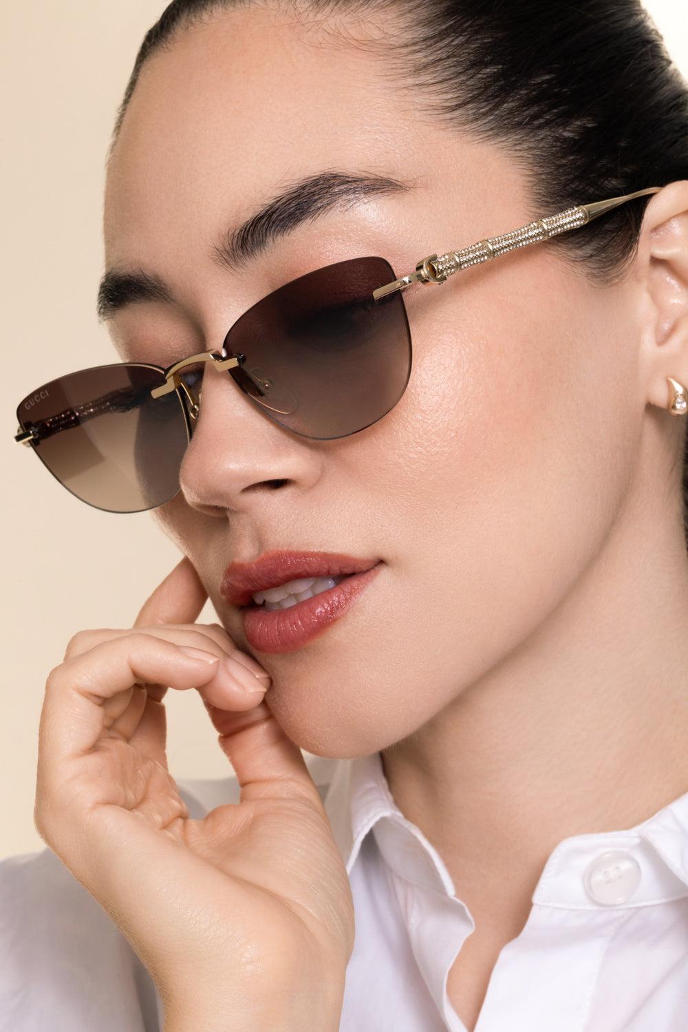 Cat Eye Bamboo Sunglasses-GOLD-ACCESSORIESUNGLASSES-GUCCI