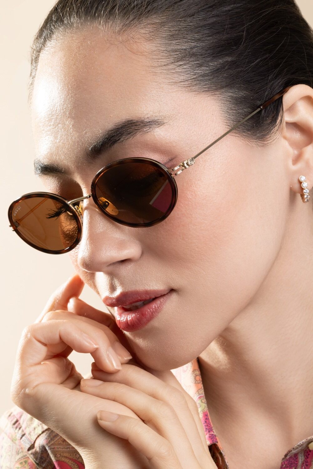 Small Oval Sunglasses - Havana Gold | GUCCI – Marissa Collections