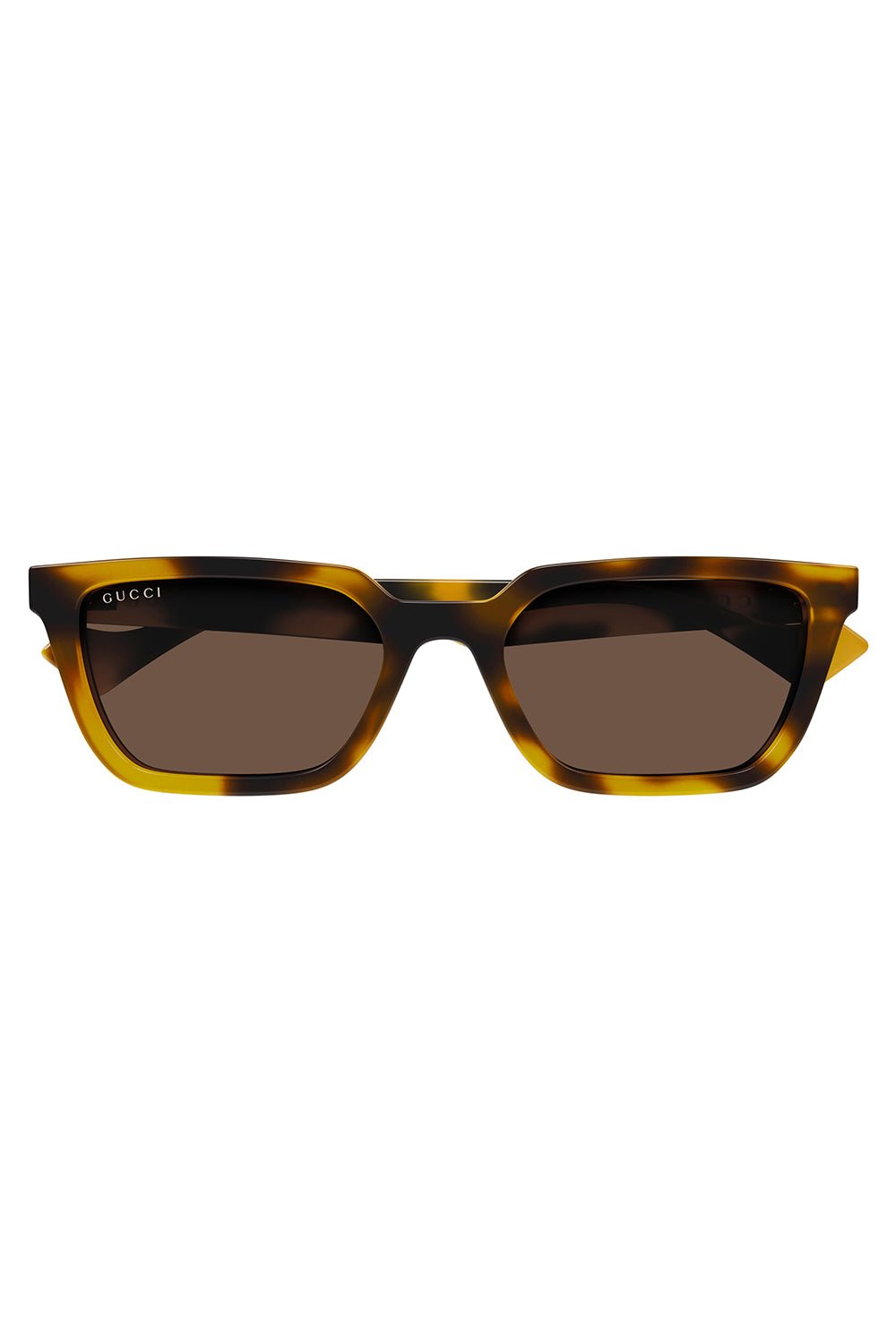 GUCCI-Rectangular Frame Sunglasses-HAVANA/YELLOW