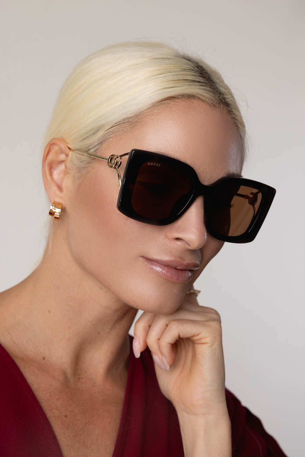 GUCCI-Flat Bend Square Sunglasses-HAVGDBRN