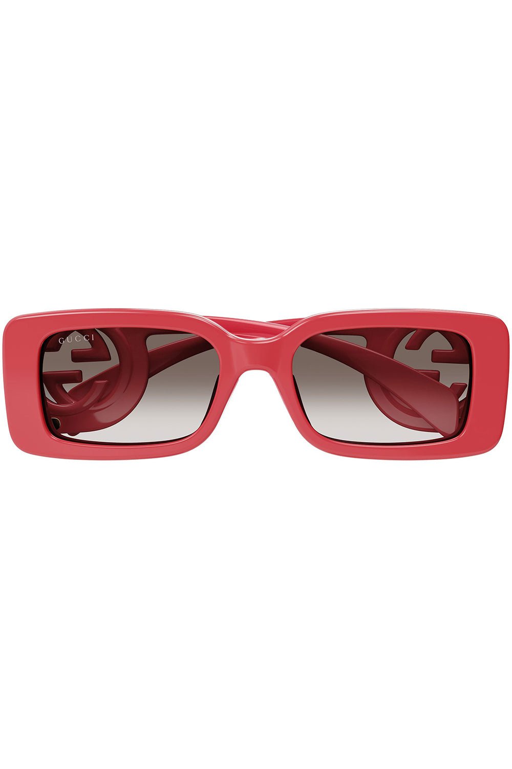 GUCCI-Rectangular Frame Sunglasses-RED/RED/BROWN