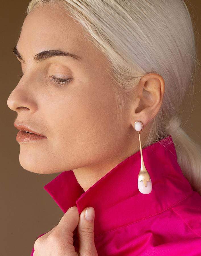 GUITA M-Pink Opal Drop Earrings-ROSE GOLD