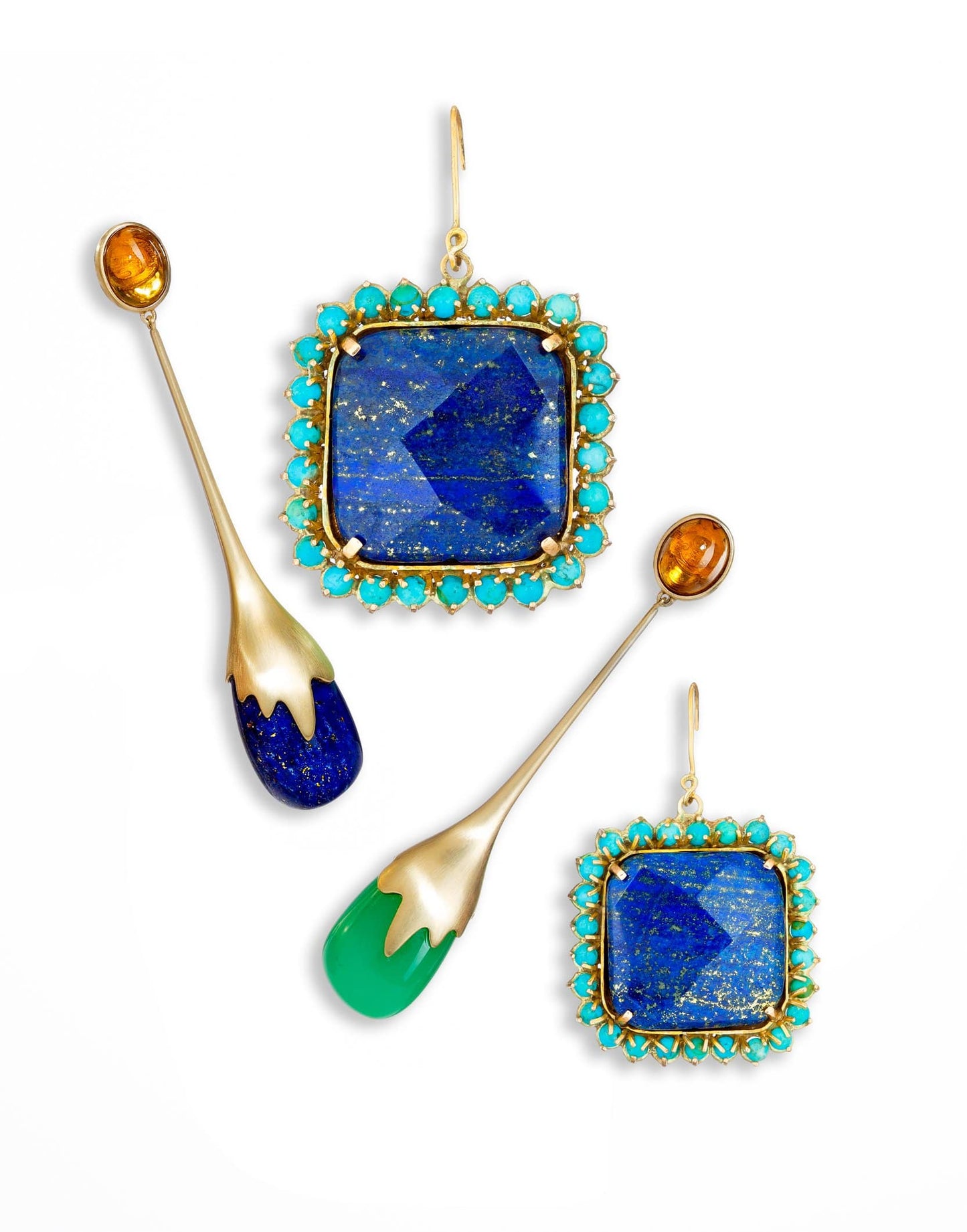 GUITA M-Chrysoprase and Spessartite Garnet Drop Earrings-YELLOW GOLD