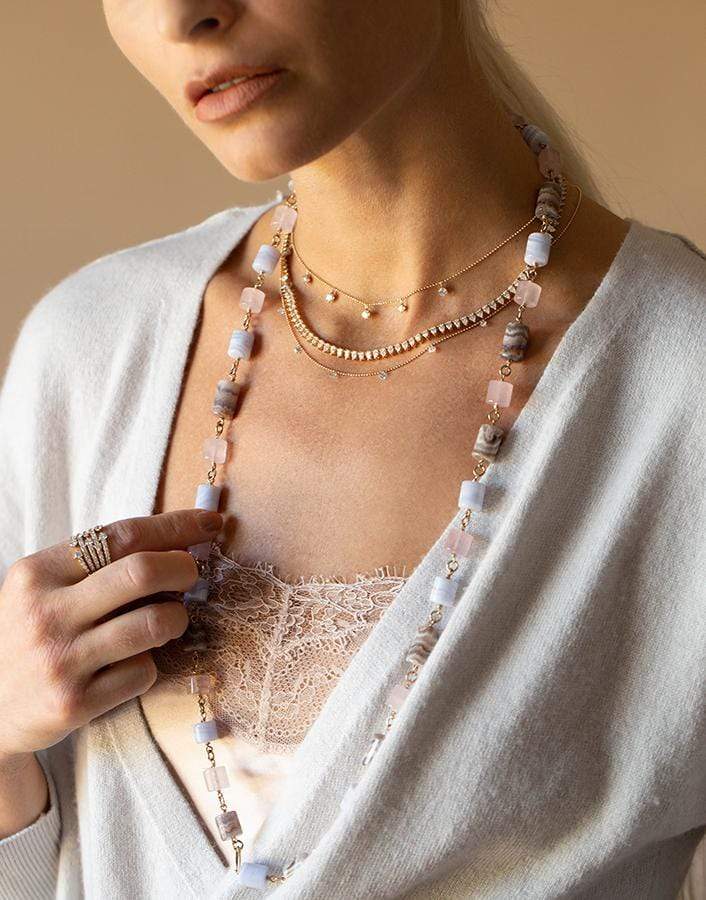 GUITA M-Chalcedony Rose-Quartz and Agate Necklace-ROSE GOLD